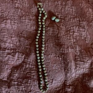 Elegant Wooden Bead Necklace and Earring Set